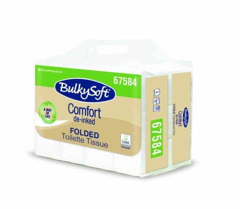 Papier toaletowy BulkySoft Comfort de-inked, 2 warstwy, kolor biały, celuloza z recyklingu, 6000 szt/op., 67584