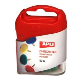 Pinezki kolorowe 50szt.APLI 12347 pudełko plastik