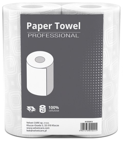 Ręczniki w roli celuloza, 2 warstwy, biały, 10,25m - 50 listków VELVET PROFESSIONAL TOWEL 5200055 op. 2szt.